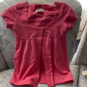 Hollister Kids Button Down Shirt in Vibrant Pink